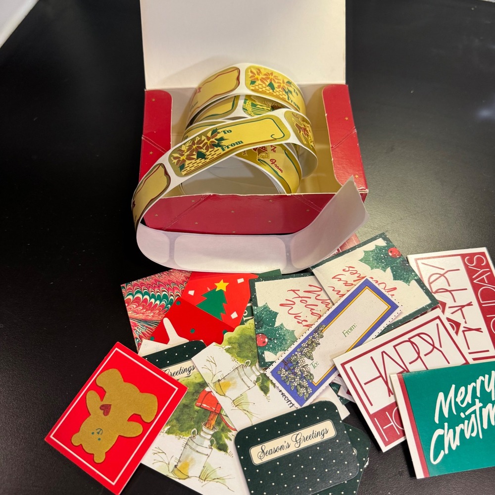 Vintage Christmas Gift Tags Labels Lot Red Green Gold Retro Holiday Ephemera